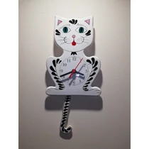 Cica ingás óra fekete-fehér cirmos