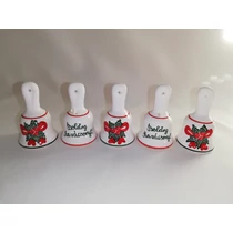 Magyalos mintás kis csengő, Boldog Karácsonyt felirattal