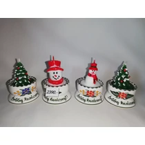 Teamécsestartó +gyertya, karácsonyi mintával