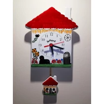 Házikó alakú ingás fali óra   