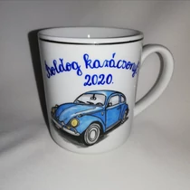 Kézzel festett Volkswagen bogaras bögre /3 dl/, idézettel