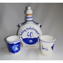 Pálinkás kulacs 2 db pohárral,  40. születésnapra