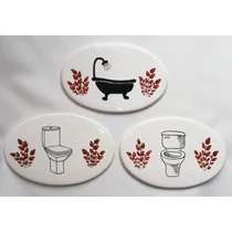 Helyiség jelölő tábla  /toilett, fürdő stb./ nagyobb ovális, két oldalán minimál díszítéssel