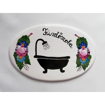 Helyiség jelölő tábla  /toilett, fürdő stb./ nagyobb ovális, grafika+virág