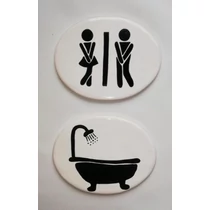 Helyiség jelölő tábla  /toilett, fürdő stb./ fekvő ovális, 65 mm magas