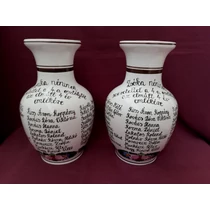 Nagy váza /24 cm/ 4. osztály év végi köszönőajándéka tanárnéniknek, névsorral /25-29 név/