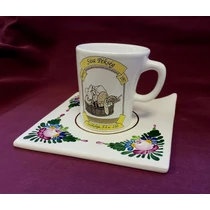 SISA Pékség céges ajándéka íves kávéscsésze, alátéttányérral