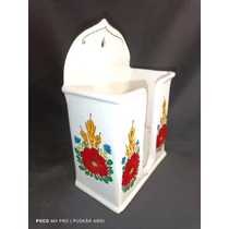 Kerámia papírzsebkendő tartó pipacsos motívummal