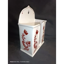 Kerámia papírzsebkendő tartó magyar népmesei mintás virággal