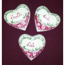 Domboros szív hűtőmágnes Ancsa és Norbi