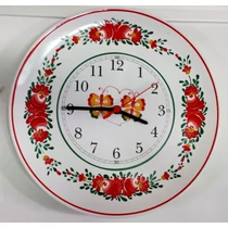 Egyedi festésű fali tányér óra, házasságkötés alkalmából