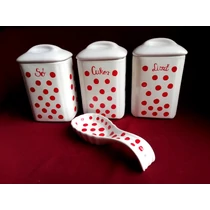 "Kilós"  fűszertartó piros pöttyös /17 cm magas/