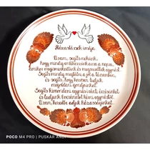 40. házassági évfordulóra készített, kerámia fali dísztányér