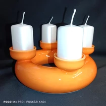 Narancssárga mázas adventi koszorú, 4 db adventi gyertyával