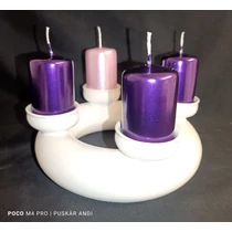 Rózsaszín mázas adventi koszorú, 4 db adventi gyertyával