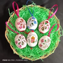 "Tyúk" kerámiatojás áttört díszítéssel /5,5 cm/