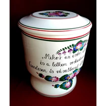 Kerámia urna, kézi festésű, mindkét oldalán festett