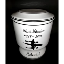 Kézi festésű kerámia urna, egyedi grafikával