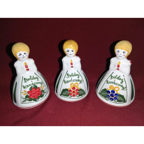 Karácsonyi mintás angyalka csengő   /8 cm/