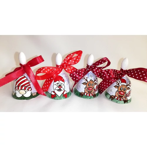  Rudolf, Mikulás, Manós kis csengők, szalaggal /7 cm/