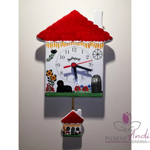 Házikó alakú ingás fali óra   