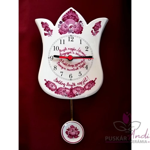 Tulipán alakú ingás óra, pár soros verssel