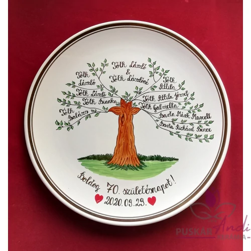 Életfás tányér 70. születésnap alkalmából  /Ø31 cm/