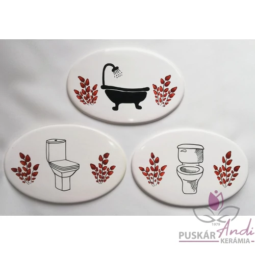 Helyiség jelölő tábla  /toilett, fürdő stb./ nagyobb ovális, két oldalán minimál díszítéssel