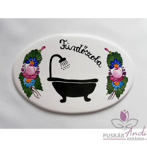 Helyiség jelölő tábla  /toilett, fürdő stb./ nagyobb ovális, grafika+virág