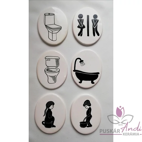 Helyiség jelölő tábla  /toilett, fürdő stb./ álló ovális, 85 mm magas