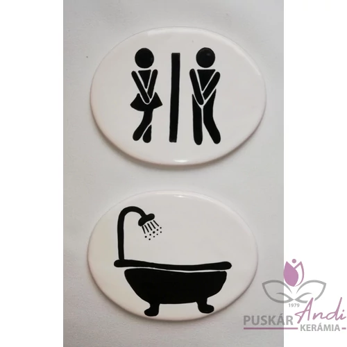 Helyiség jelölő tábla  /toilett, fürdő stb./ fekvő ovális, 65 mm magas