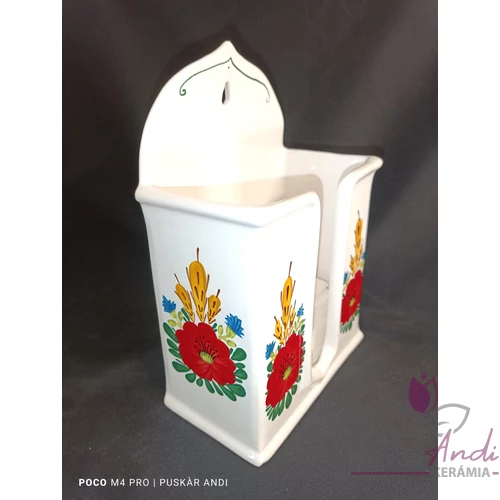 Kerámia papírzsebkendő tartó pipacsos motívummal