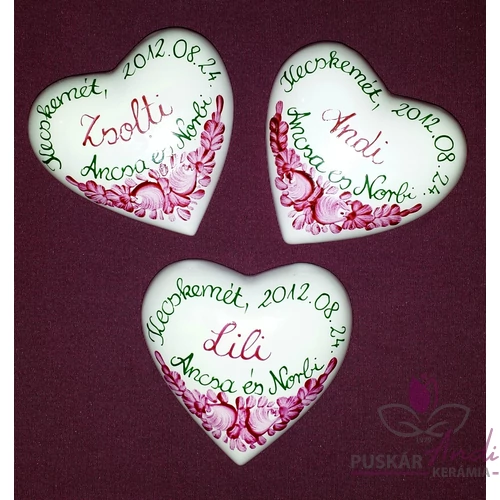 Domboros szív hűtőmágnes Ancsa és Norbi