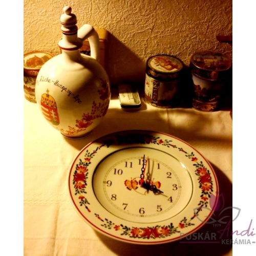 Egyedi festésű fali tányér óra és arató korsó, házasságkötés alkalmából