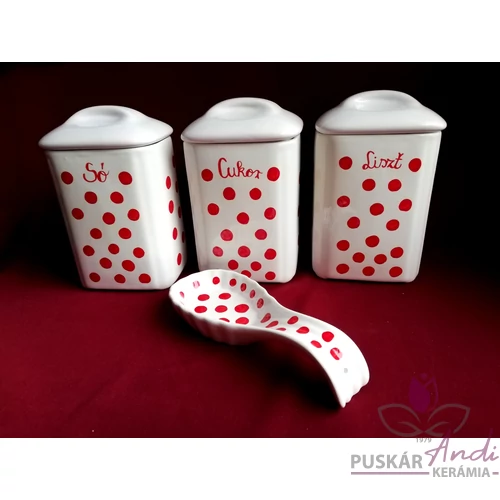"Kilós"  fűszertartó piros pöttyös /17 cm magas/