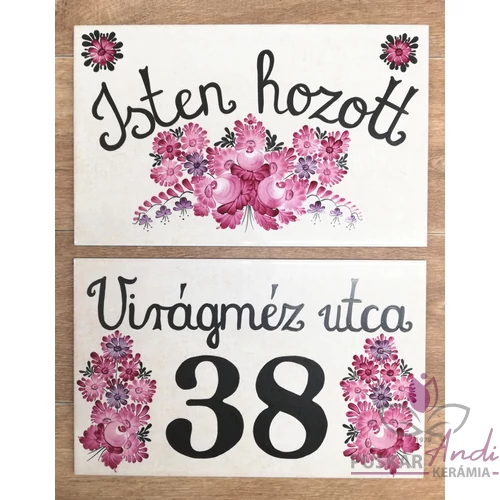 Kézi festésű házszámtábla 2 darab 25*40 cm-es 