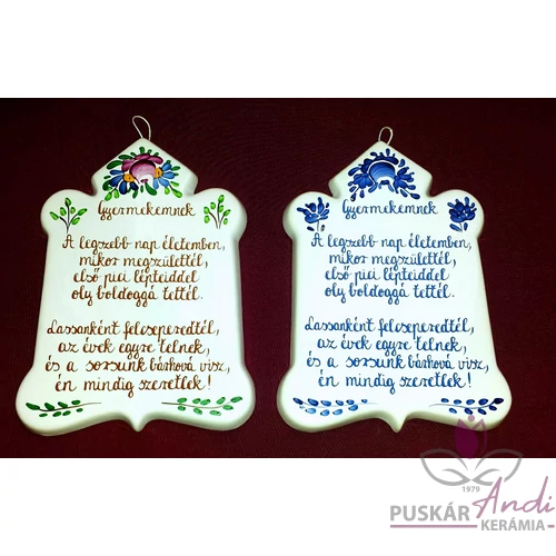 Csúcsos plakett  Gyermekemnek