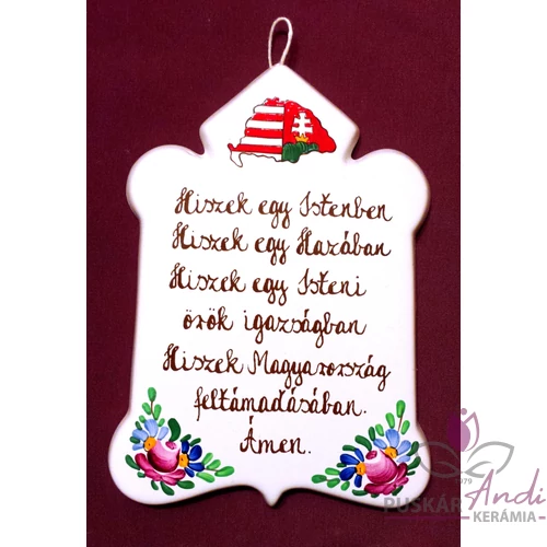 Csúcsos plakett  Hiszek egy Istenben...