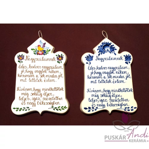 Csúcsos plakett Nagyszüleimnek