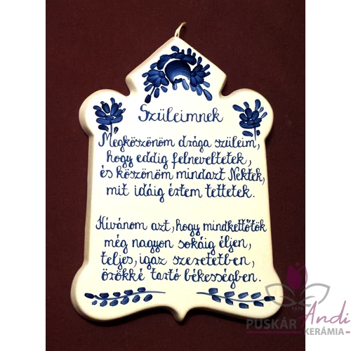 Csúcsos plakett Szüleimnek Megköszönöm...