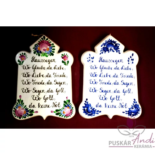 Csúcsos plakett  Német házi áldás