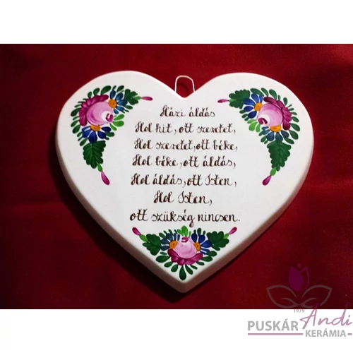 Szív alakú plakett  Magyar házi áldás