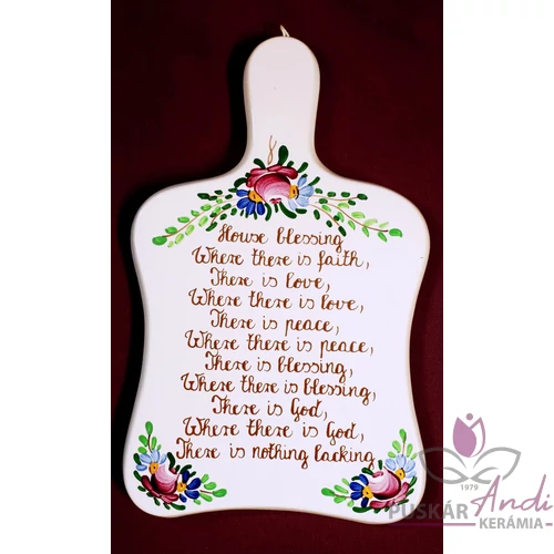 Vágódeszka alakú plakett  Angol házi áldás