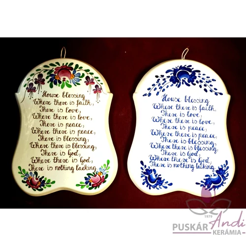 Ívelt plakett  Angol házi áldás