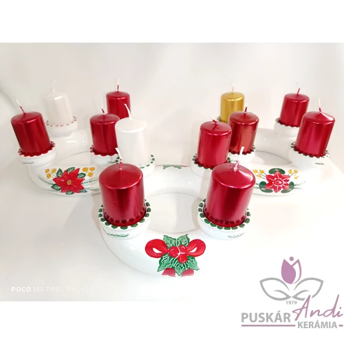 Adventi koszorúk karácsonyi mintával /4 db gyertyával/