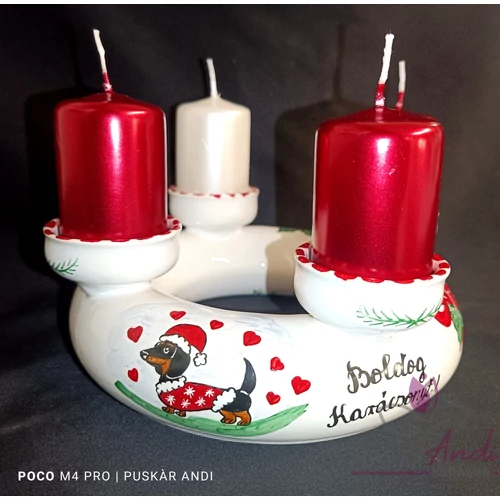 Adventi koszorú tacsis /4 db gyertyával/