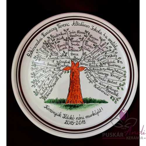 Életfás fali tányér  /Ø31 cm/ 4-es osztályfőnöknek /25-29 név/