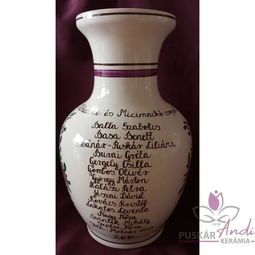 Nagy váza /24 cm/ bölcsis ballagásra, névsorral /12-15 név/