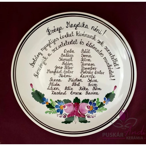 Fali tányér nyugdíjba vonulás alkalmából  /Ø31 cm/