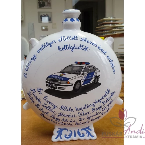 Rendőrautós nagy kulacs nyugdíjba vonulás alkalmából  